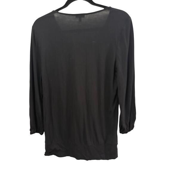 Talbots Rayon Lyocell Black Top Shirt Tunic Pin Tuck Details MP Long Sleeve NEW - Picture 4 of 9